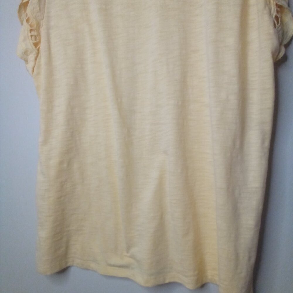 Liz Claiborne Shirt Women XL Eyelet Scallop Short Sleeve Peach Light Orange - Picture 15 of 15